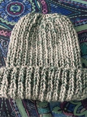 Chunky Knit Beanie in Light Sage Green